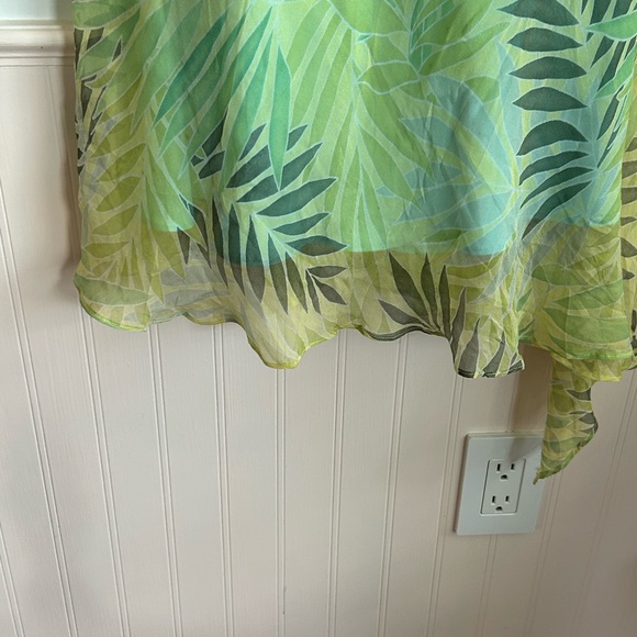 Vintage 90s Tropical Silk Asymmetrical Hem Dress Laundry by Shelli Segal - Picture 3 of 8